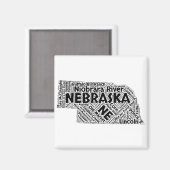 Nebraska State Word Cloud Magneet (Voorkant / Achterkant)