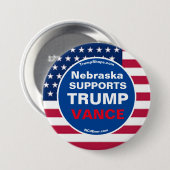 Nebraska STEUNT TRUMP VANCE Ronde Button 7,6 Cm (Voorkant /achterkant)