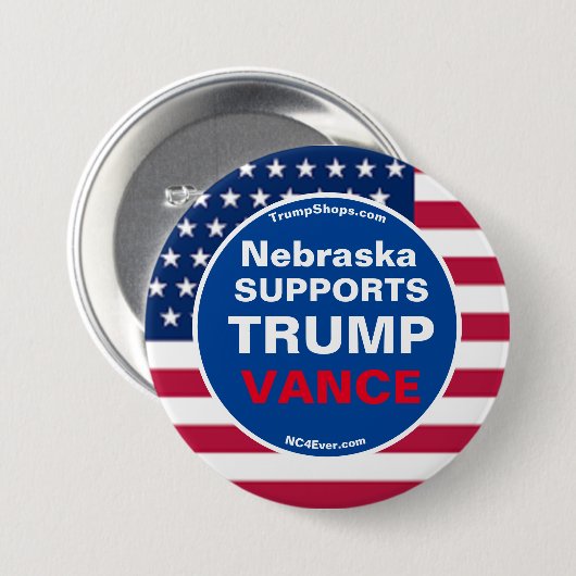 Nebraska STEUNT TRUMP VANCE Ronde Button 7,6 Cm (Voorkant /achterkant)