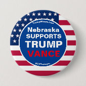 Nebraska STEUNT TRUMP VANCE Ronde Button 7,6 Cm (Voorkant)