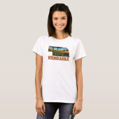 Nebraska Tattoo Stijl Omtrek met Maisvelden T-shirt (Voorkant volledig)