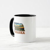 Nebraska Tattoo Style Outline with Cornfields Mok (Voorkant links)