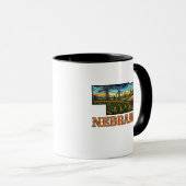 Nebraska Tattoo Style Outline with Cornfields Mok (Voorkant rechts)