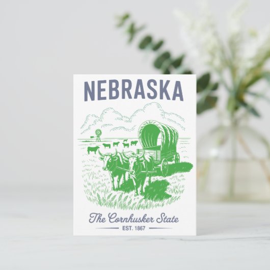 Nebraska The Cornhusker State Est. 1867 Oxen Briefkaart (Staand voorkant)