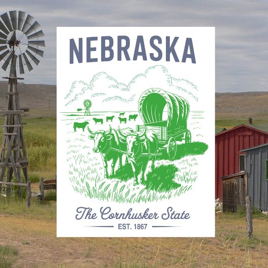 Nebraska The Cornhusker State Est. 1867 Oxen  Briefkaart