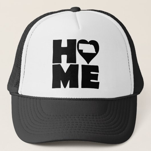 Nebraska Thuis Hart Staat Bal Cap Trucker Hoed Pet (Voorkant)