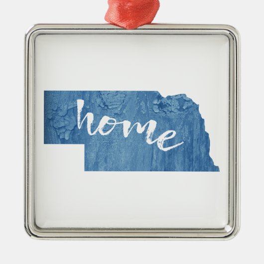Nebraska Thuis Houtstructuur Metalen Ornament (Voorkant)