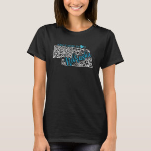 Nebraska Thuisstaat Ne Mandala Kaart Vs Amerika T-shirt