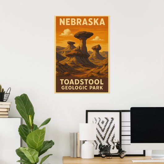 Nebraska Toadstool Geologic Park V01 Poster (Thuiskantoor)