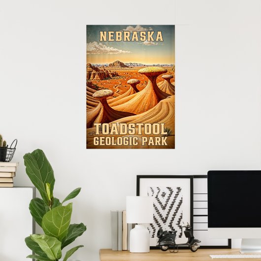 Nebraska Toadstool Geologic Park V02 Poster (Thuiskantoor)