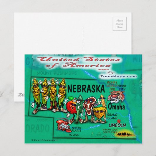 Nebraska USA Card Briefkaart (Voorkant / Achterkant)