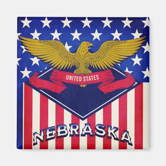 Nebraska USA Flag Magneet (Voorkant)