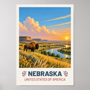 Nebraska USA – Oude Reisposter Poster