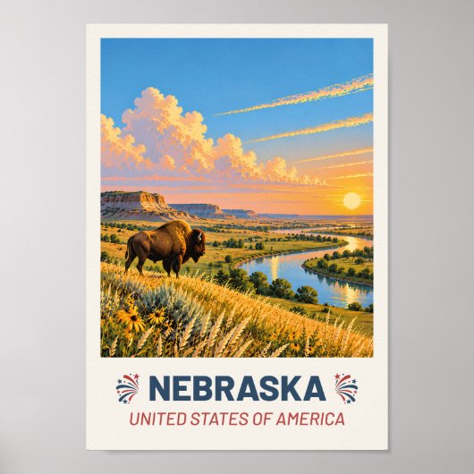 Nebraska USA – Oude Reisposter Poster (Voorkant)
