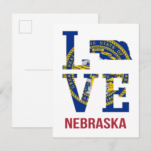 Nebraska USA State Love Briefkaart (Voorkant / Achterkant)