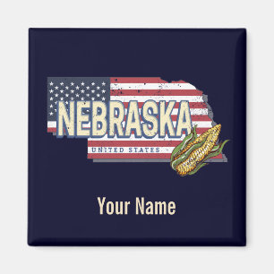 Nebraska Verenigde Staten Retro State Kaart  Veren Magneet