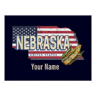 Nebraska Verenigde Staten Retro State Kaart Veren Perfect Poster