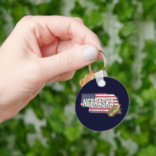 Nebraska Verenigde Staten Retro State Kaart  Veren Sleutelhanger