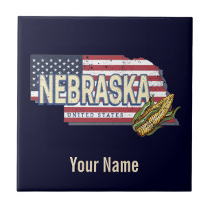 Nebraska Verenigde Staten Retro State Kaart Veren Tegeltje
