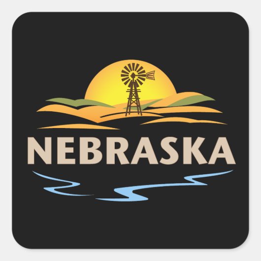 Nebraska Verenigde Staten Vierkante Sticker (Voorkant)