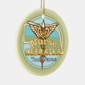 Nebraska Verpleegster Caduceus Keramisch Ornament (Rechts)