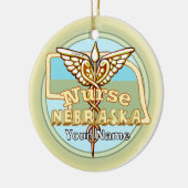 Nebraska Verpleegster Caduceus Keramisch Ornament (Links)
