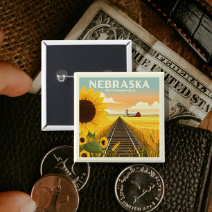  Nebraska Vierkante Button 5,1 Cm