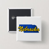 Nebraska Vierkante Button 5,1 Cm (Voorkant /achterkant)
