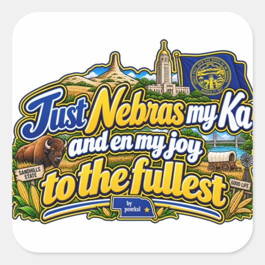 Nebraska vierkante sticker (Voorkant)