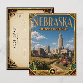 Nebraska Vintage Art Deco Gouden Tijdperk Briefkaart