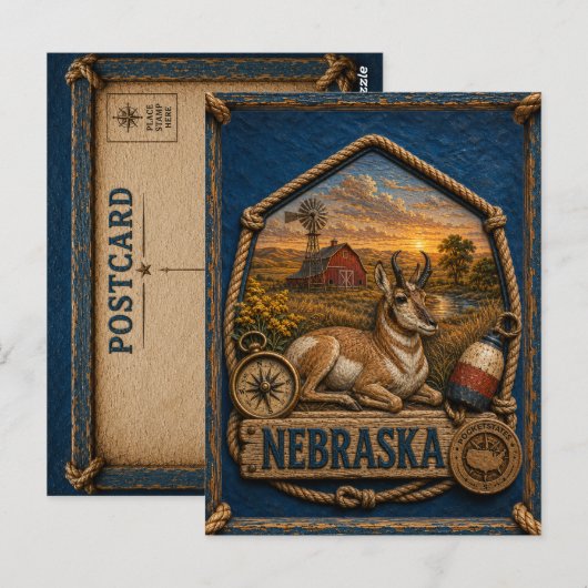Nebraska Vintage Reizen Briefkaart (Voorkant / Achterkant)