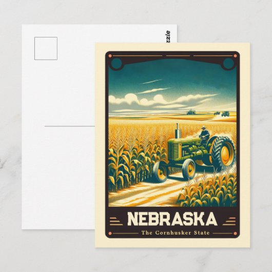 Nebraska | Vintage van patriottische spirit Briefkaart (Voorkant / Achterkant)