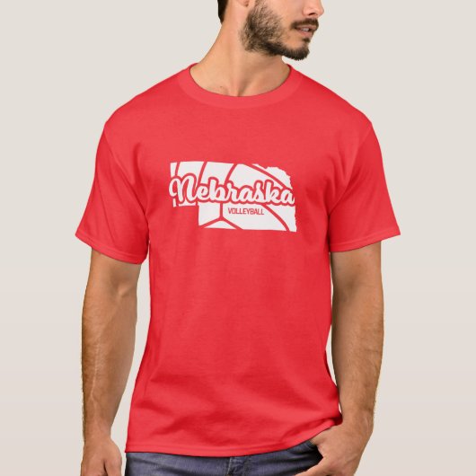Nebraska Volleyball Retro Script T-shirt (Voorkant)