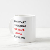 Nebraska vrouw, geweldig koffiemok (Voorkant links)