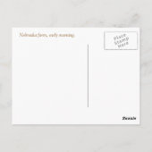 Nebraska "Waar het Westen begint" Briefkaart (Achterkant)