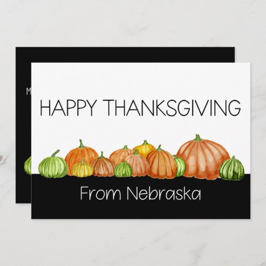 Nebraska Waterverf pomkins Thanksgiving Card Feestdagenkaart (Voorkant / Achterkant)