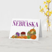 Nebraska Waterverf Pumpkins Thanksgiving Card Kaart (Gele Bloem)