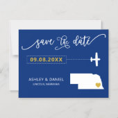 Nebraska Wedding Save the Date Kaart, Map Magnetische Uitnodiging (Voorkant)