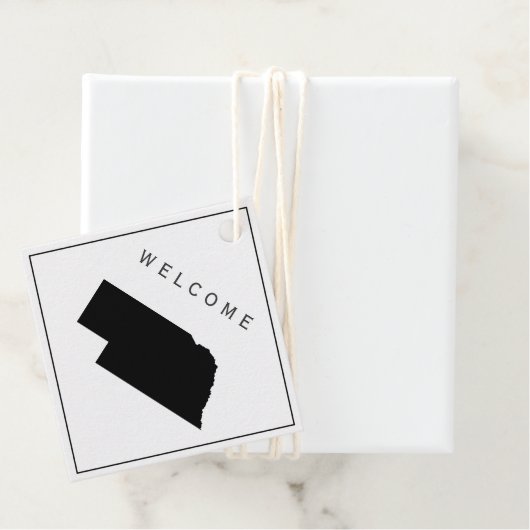 Nebraska Welcome Bag Gift Label voor Wedding Weeke (In situ)