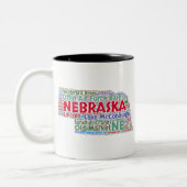 Nebraska Word Cloud Tweekleurige Koffiemok (Links)