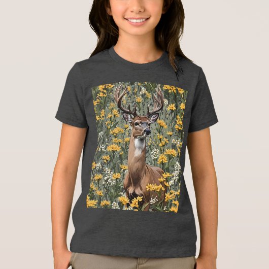 Nebraskan White Tailed Deer 2 Tri-Blend Shirt (Voorkant)