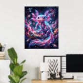 Nebula Axolotl Gloeiende Sterref Kunst Poster (Thuiskantoor)