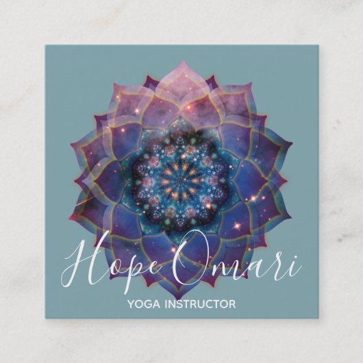 Nebula Bloom | Mandala Vierkante Visitekaartje (Voorkant)