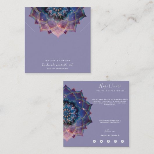 Nebula Bloom | Mandala Vierkante Visitekaartje (Voorkant / Achterkant)