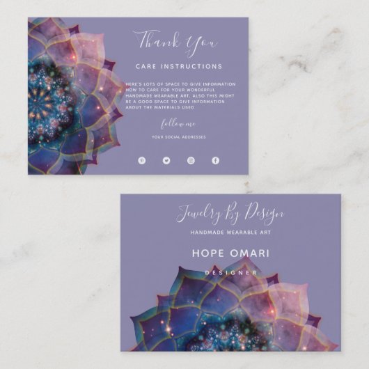 Nebula Bloom | Mandala Visitekaartje (Voorkant / Achterkant)