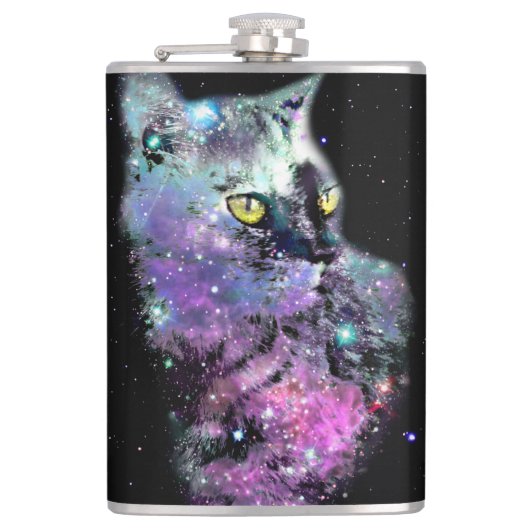 Nebula Cat Vinyl Flask Heupfles (Voorkant)