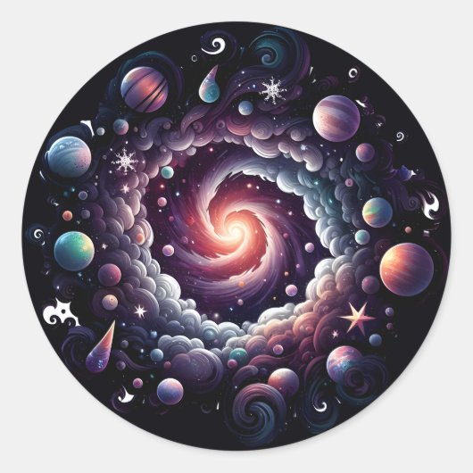 Nebula Cluster Wreath-Sticker Ronde Sticker (Voorkant)
