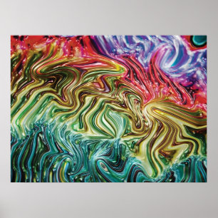 Nebula - Draaiende Faux 3d Metallic Regenboog Poster
