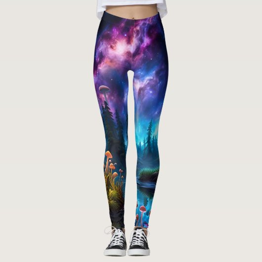 Nebula en bioluminescente alien paddenstoelen leggings (Voorkant)