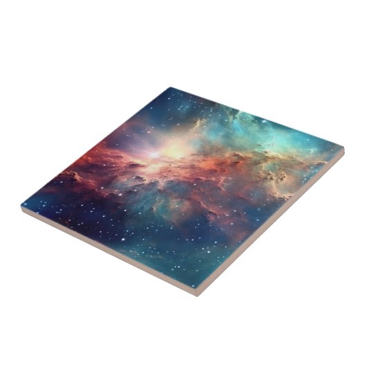 Nebula en sterrenstelsels in de ruimte tegeltje (Zijkant)